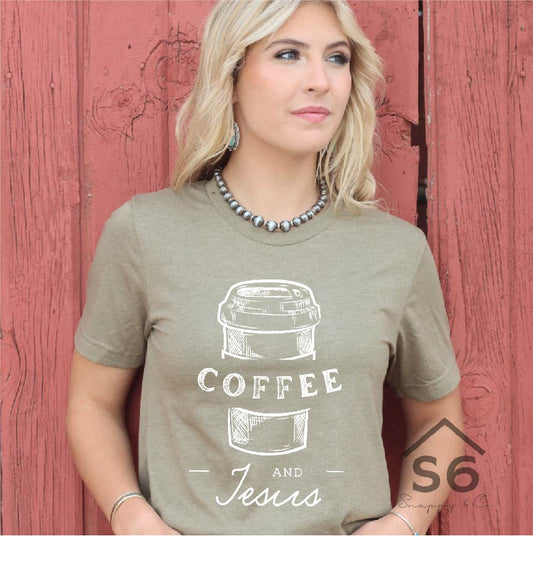 Coffee and Jesus Screen Print Transfer- White