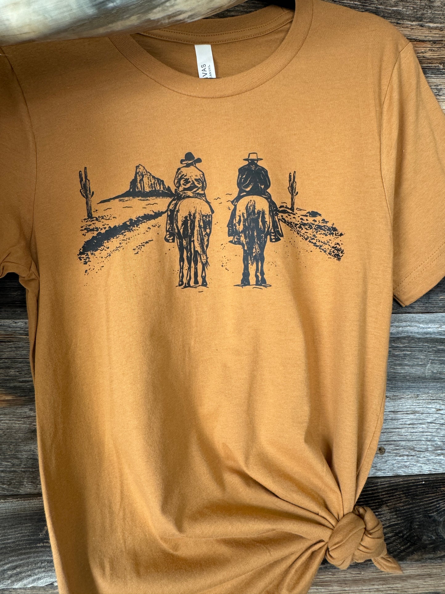 Cowboys Riding Away Screen Print Transfer- Black