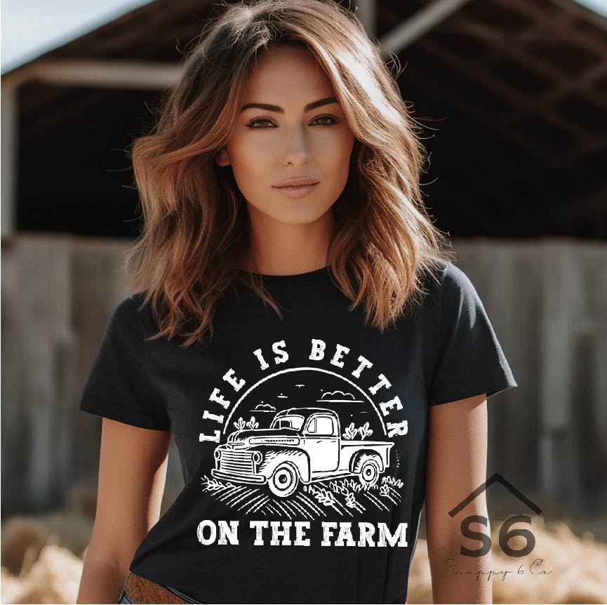 Life is Better on the Farm Screen Print Transfer- White P-3