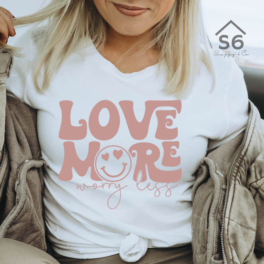 Love More Worry Less Rose Gold Screen Print Transfer M-16